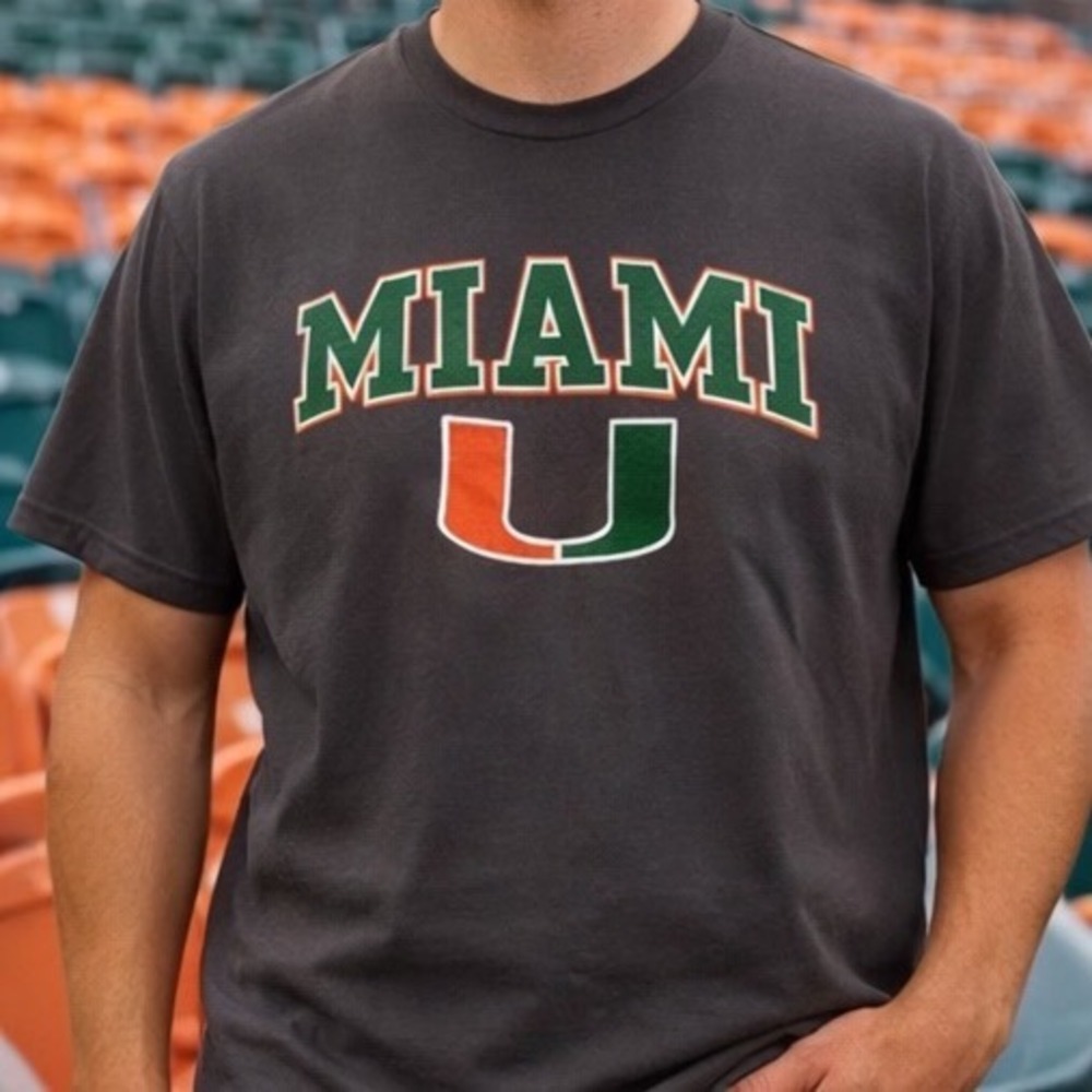 Fanatics Miami Hurricanes NCAA College‎ Football T Shirt Men's Large Grey
